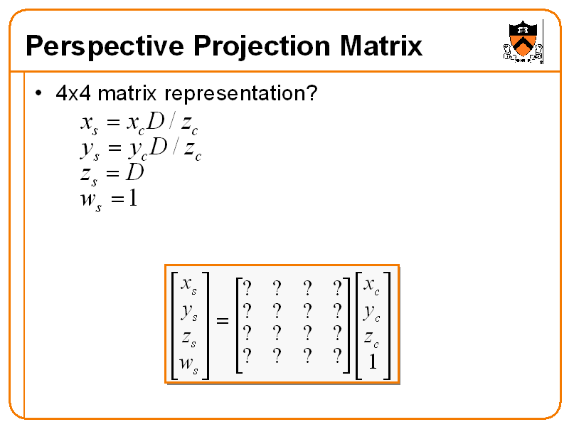 Perspective Projection Matrix