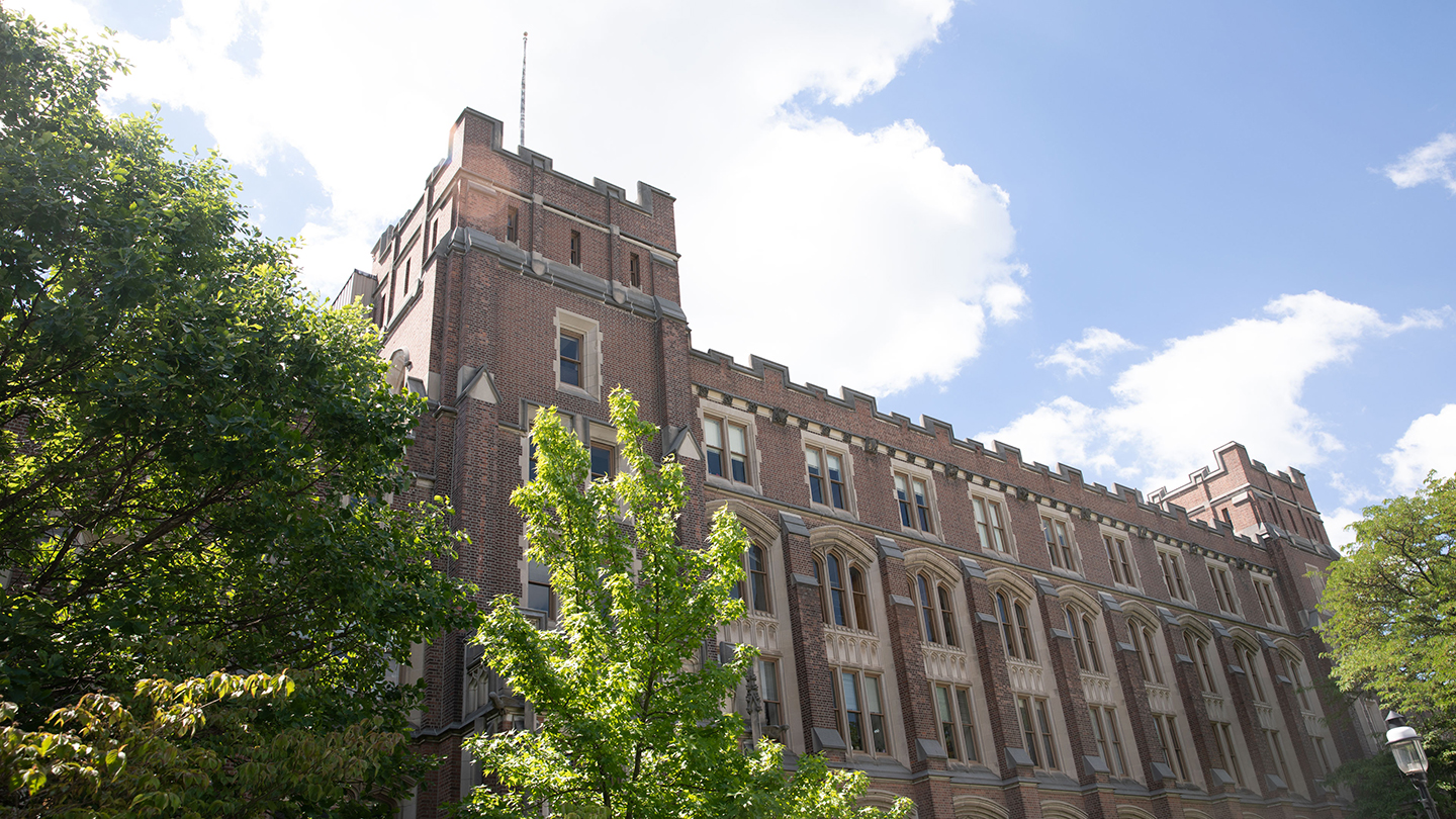 View from outside looking at Guyot Hall.