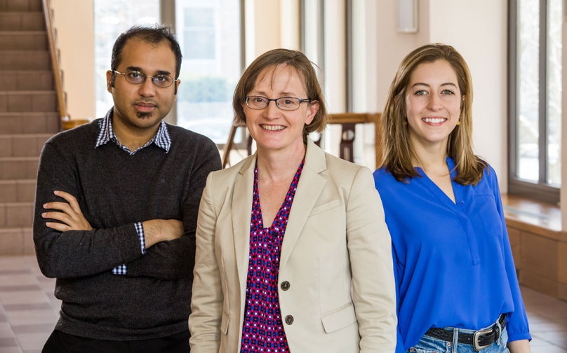 Photo of Professor Margaret Martonosi with graduate students Yatin Manerkar and Carline Trippel