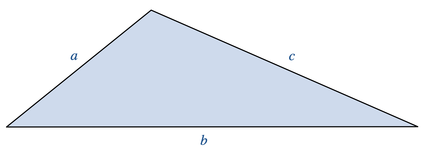 triangle with three sides marked a, b, c.